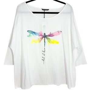 Noracora Firefly “Let It Be” Cotton Blouse Top Size XL White NEW